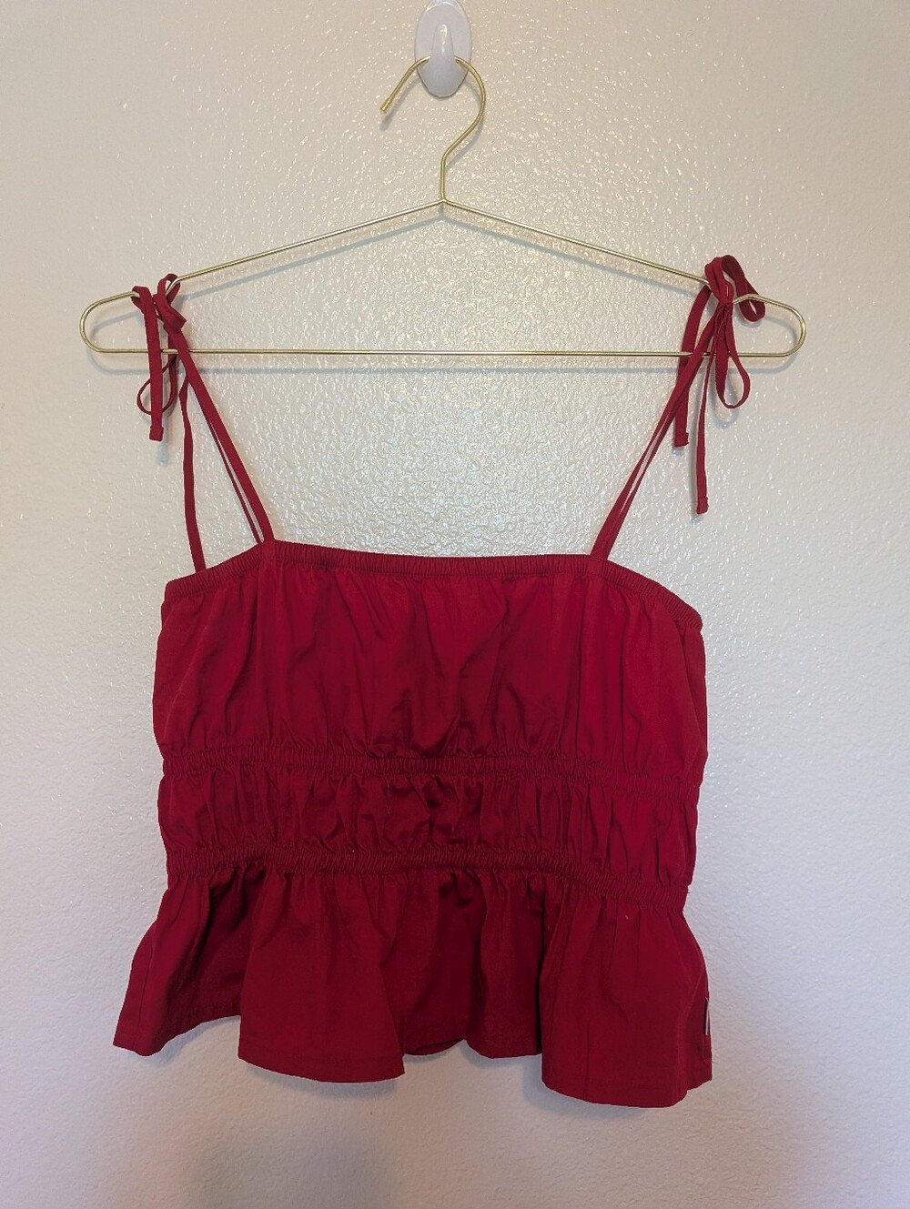 Brixton Ruched Peplum Red Tiered Tank